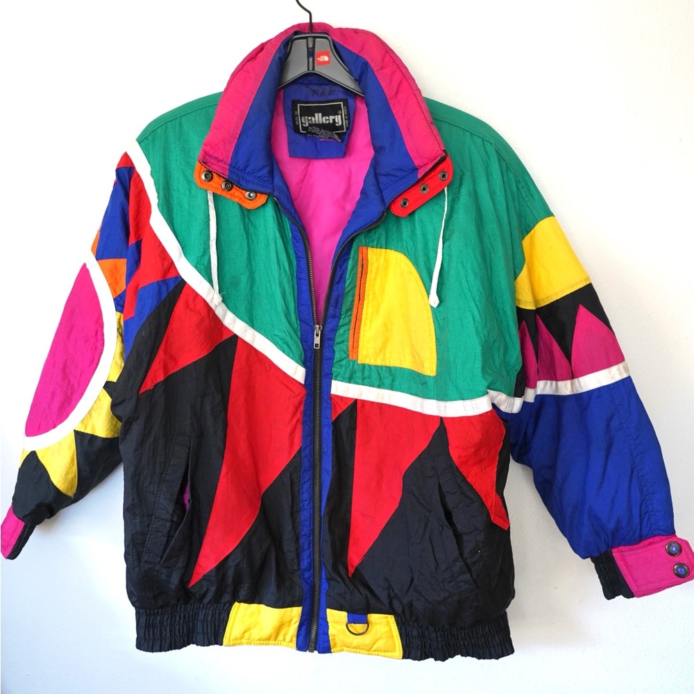 Vintage Gallery Color Block Jacket . 80s/90s Unisex Size Medium Retro Duck Down